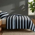 thumbnail image 4 of Striped Comforter Set Queen Size Striped Bedding Set Soft Velvet Feel Fluffy Flannel Bedding 3 Pcs Modern Stripes Pattern Queen Size Bed Set for All Seasons 1 Comforter 2 Pillowcases 250g Microfi, 4 of 8