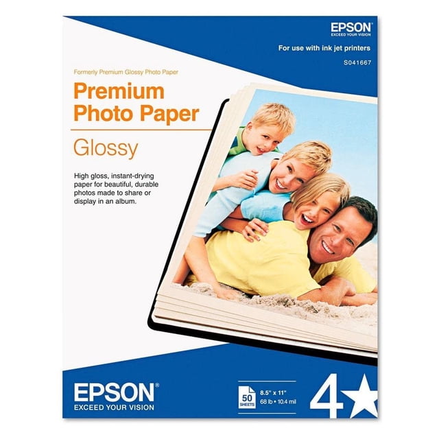 Papel fotográfico Epson Premium GLOSSY 8.5 x 11 pulgadas (50 hojas) S041667