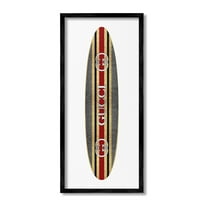 Stupell Industries Fashion Brand Surfboard Nature Painting Black Framed Art Print Wall Art, 10 x 24