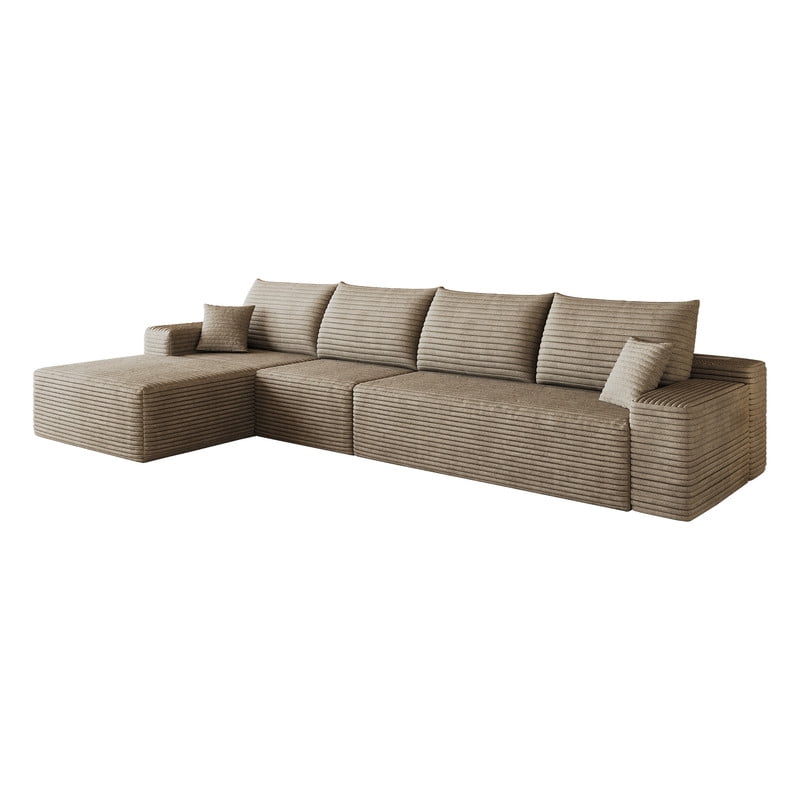 135" Cloud Sectional Sofa with Left Facing Chaise, Modern Modular Deep Seat Couch, Plush Corduroy Upholstered Sofa for Living Room, Bedroom, Apartment, No Assembly Required