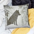 thumbnail image 2 of BANET  Winter Throw Pillow Cushion Cover, Wolf Silhouette Howls in Woods Leafless Trees Snowflakes Wilderness, Decorative Square Accent Pillow Case 24x24in, 2 of 5