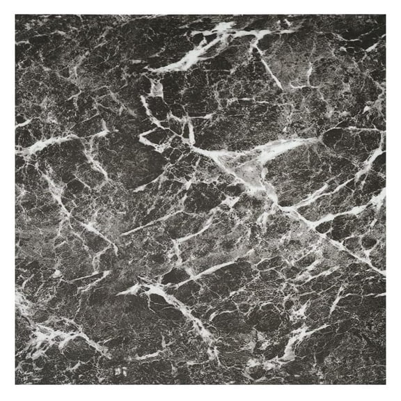 Charcoal Marble Black Vinyl Floor Tiles Self Stick Peel Flooring 12" x 12", 2-Pack (40 Pieces)