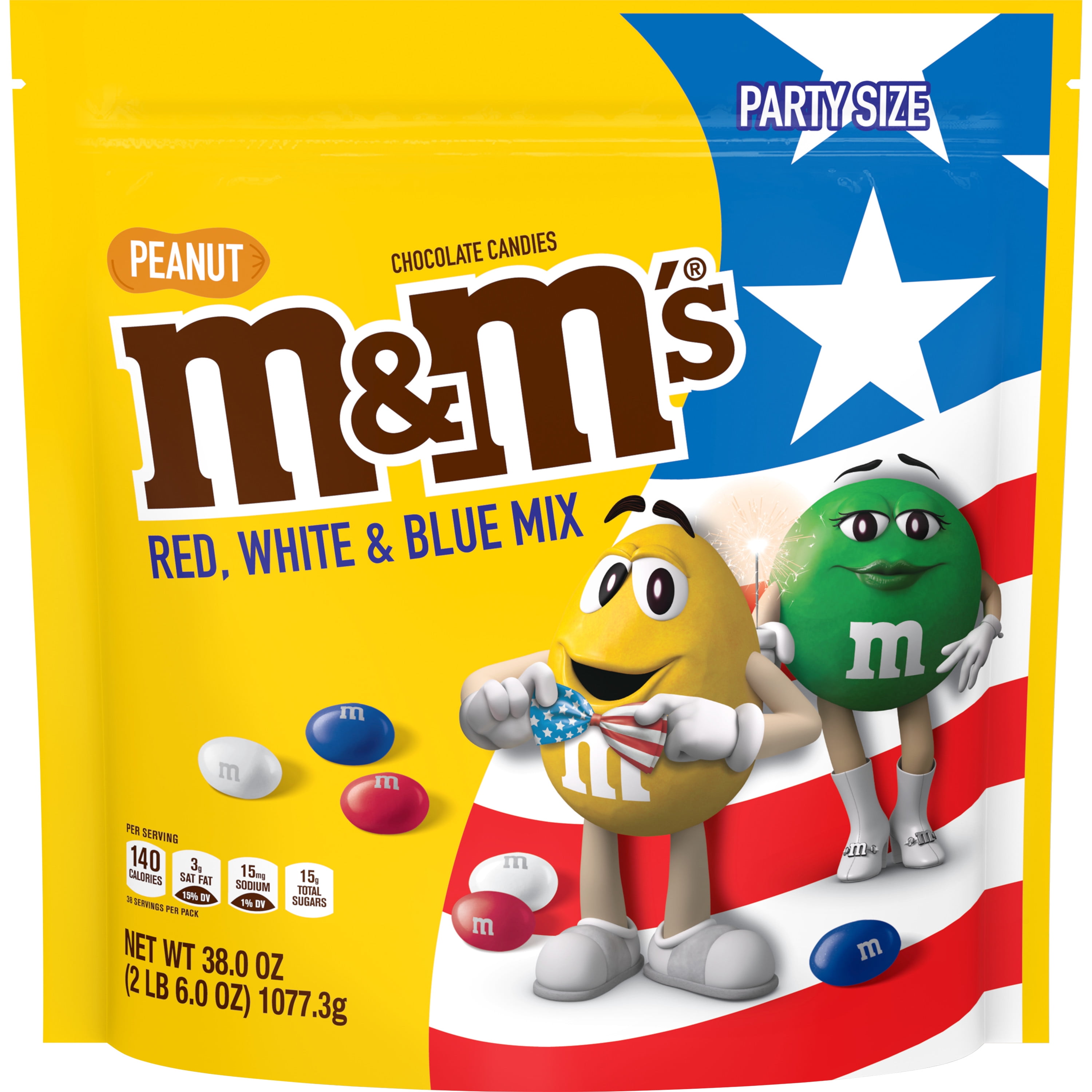 M&M'S Red, White & Blue Patriotic Peanut Chocolate Candy, Party Size