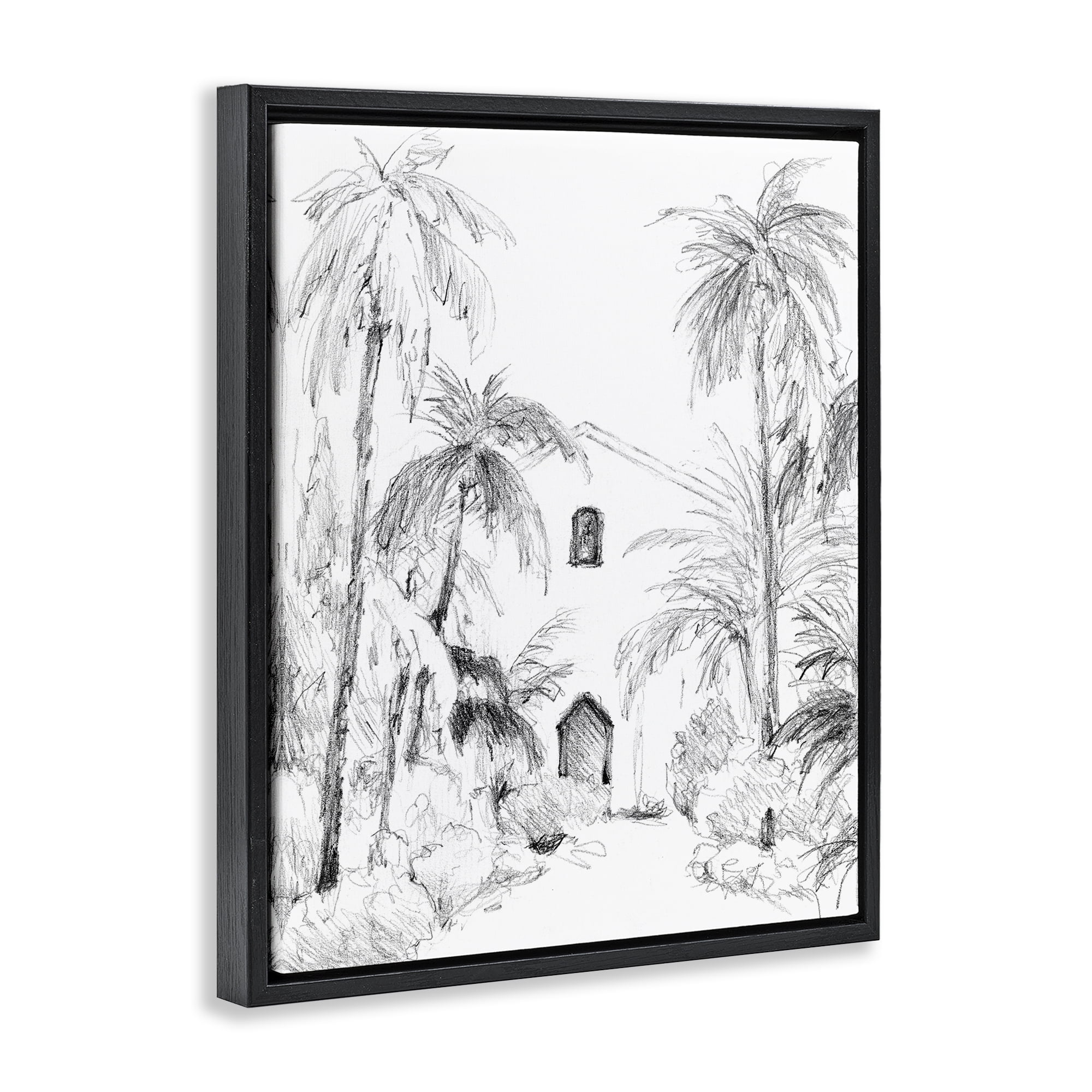 Stupell Industries Island Church Sketch Black Framed Floater Canvas Wall Art, design by Lanie Loreth
