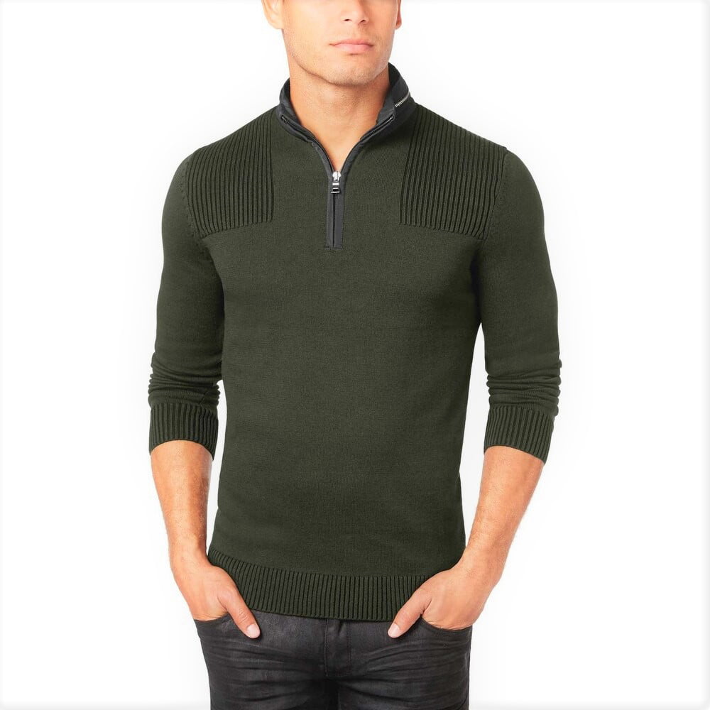 inc new olive green mens size medium m pullover 1/2 zip sweater ...