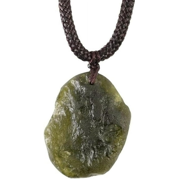 Moldavite Aerolitesl Crystal,Czech Meteorite Pendants Fall Rough Gemstone Apotropaic Rope Green Necklace