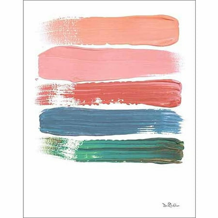 Paint Swatch Line Texture Contemporary Modern Trendy Abstract Painting Pink & Blue Canvas Art by Pied Piper