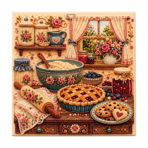 DIY Christmas Warm and cozy cabin Pearl Diamond Painting Art Kit with Frame | Pearl Beads Diamond Art Kits for Adults Beginner, Gemstone Diamond Dots Craft for Home Wall Decor