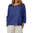 thumbnail image 1 of ManxiVoo Blouse à Coupe Décontractée pour Femmes à Manches 3 4 Col Rond Haut Léger Imprimé pour Tous les Jours Taille g Bleu Foncé, 1 of 7