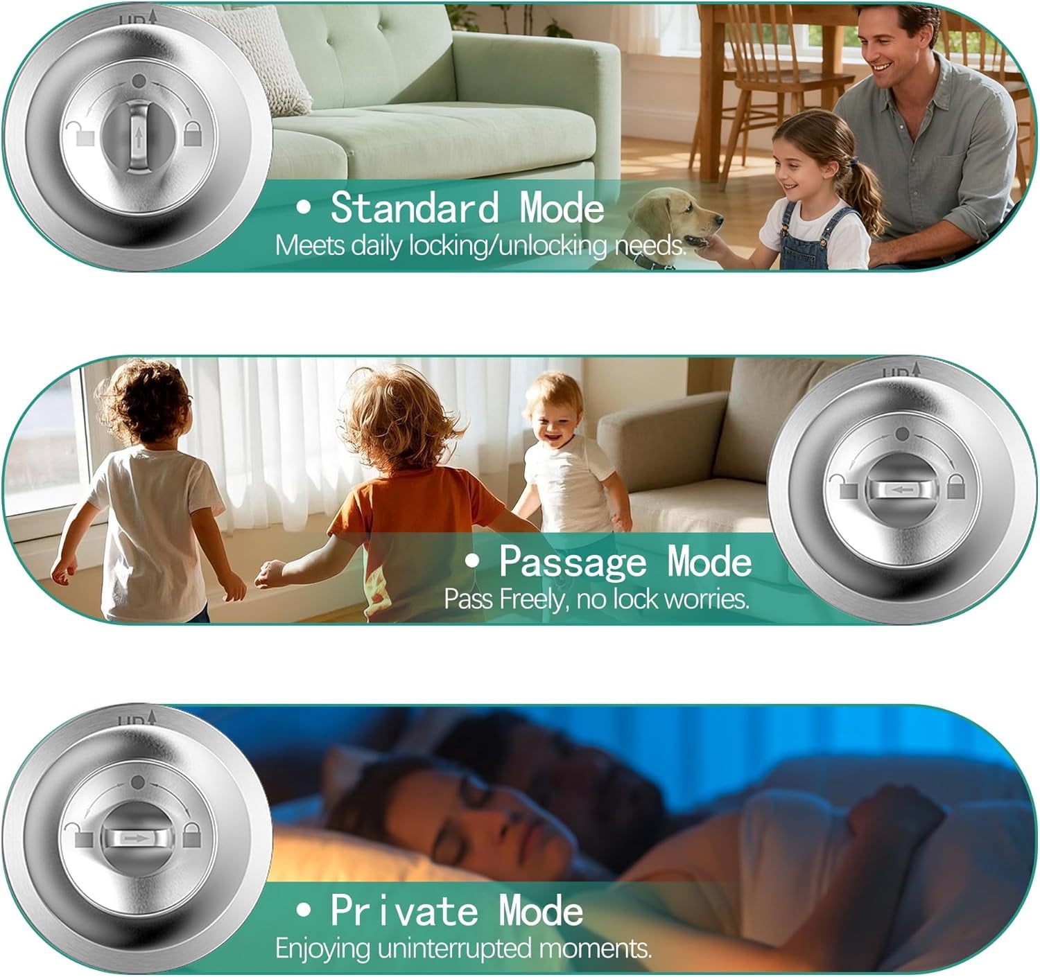 Fingerprint Door Lock, Smart Door Knob with App Control, Auto-Lock, Easy Installation, Great for Bedrooms, Cloakroom, Apartments, Offices (Silver)