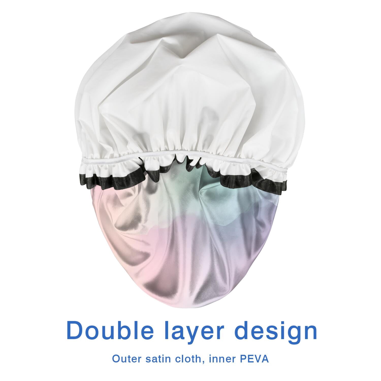 Shower Caps,Dreamy Pastel Sky Waterproof Shower Cap for Women 4 Pieces,Double Reusable Hair Cover for Shower PEVA Elastic Stretch Hem