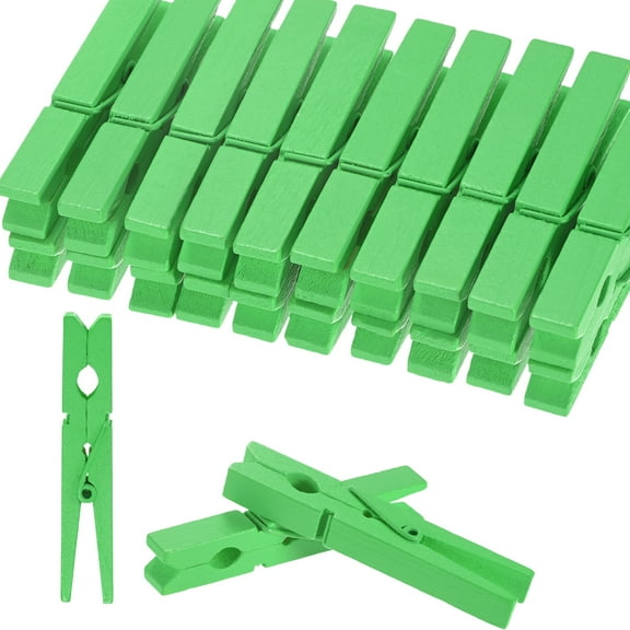 30-Pack Colored Clothespins Wooden, 2.8 Inch/72mm Colorful Clothes Pins for Hanging Clothing/Crafts[Green]