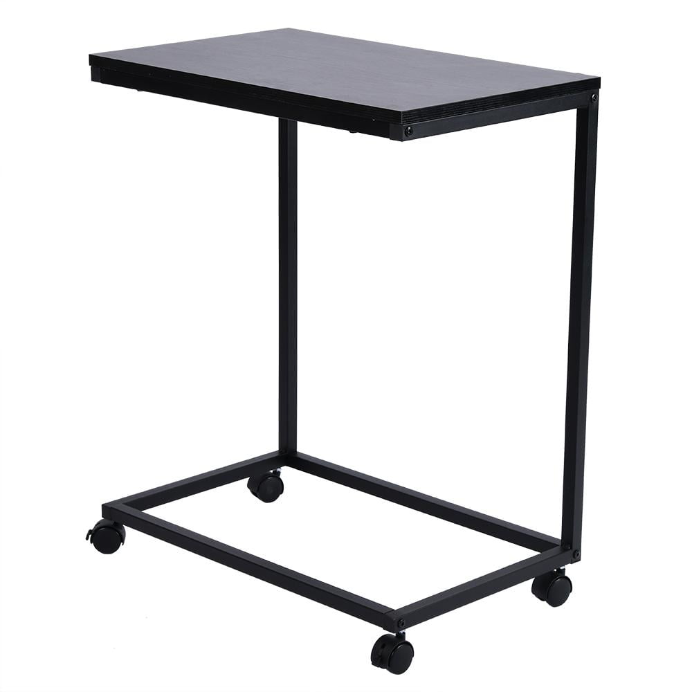 OTVIAP Accent Table with Wheel,Spptty Simple Removable Iron Sofa Accent Table with Wheel Black