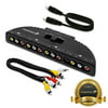 Fosmon Technology 4-Way Audio / Video RCA Switch Selector / Splitter Box & AV Patch Cable for Connecting 4 RCA Output Devices to Your TV