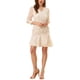 thumbnail image 1 of Vestido de trabajo de mujer INSPIRE CHIC con mangas 3/4, dobladillo con volantes, botones decorativos, cordón y fruncido en color beige, 1 of 7