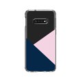 thumbnail image 1 of DistinctInk Clear Shockproof Hybrid Case for Samsung Galaxy S10e (5.8" Screen) - TPU Bumper, Acrylic Back, Tempered Glass Screen Protector - Color Block - Navy & Pink, 1 of 1