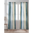 thumbnail image 2 of Vintage Stripes Sheer Curtains 96 Inch Long 2 Panels, Blue Yellow Striped Abstract Lines Gradient Light Filtering Rod Pocket Semi Sheer Curtains, Sheer Voile Drapes for Living Room Bedroom, 52"x96", 2 of 5
