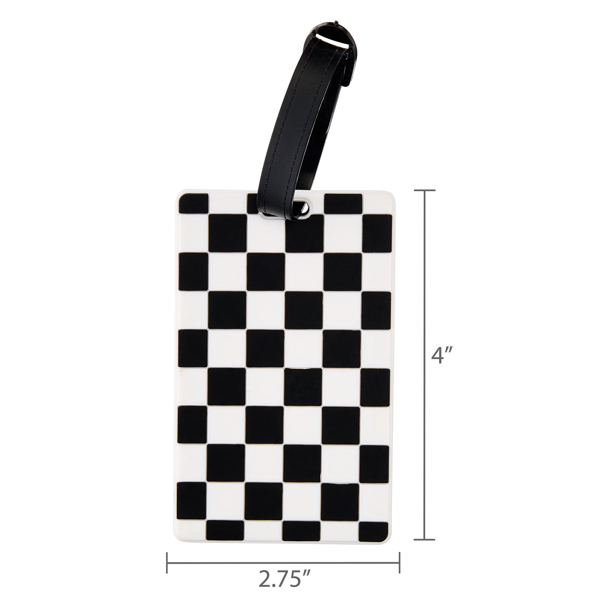 Protege Black and White Checkerboard Luggage Tag