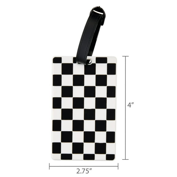 Protege Black and White Checkerboard Luggage Tag