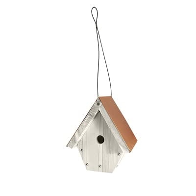 Wren House Woodlink Nantucket, blanco con tapa de cobre