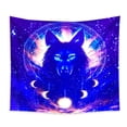 thumbnail image 1 of Tapiz fluorescente de microtela con diseño de rey lobo oscuro, 150 x 150 cm, 1 of 3