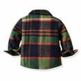 thumbnail image 5 of Boys Casual Long Sleeve Plaid Button Down Shirt for Children (2-14 Years) Dark Green 160, 5 of 6