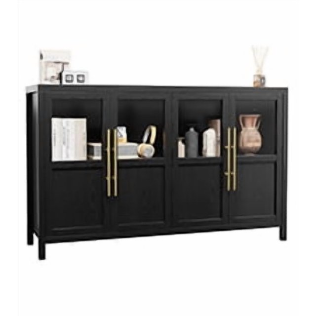 Buffet avec Rangement, Bahut Buffet avec Portes en Verre, Armoire de Rangement Style Ferme Moderne pour Cuisine