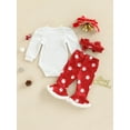 thumbnail image 4 of My First Christmas Baby Girl Outfit 3 6 12 18 Months Ribbed Romper Onesie+Santa Flared Pants+Headband Newborn 1st Christmas Clothes, 4 of 7