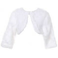 thumbnail image 2 of Little Girls White Faux Fur Pearl Button Special Occasion Shrug White Size 10, 2 of 4