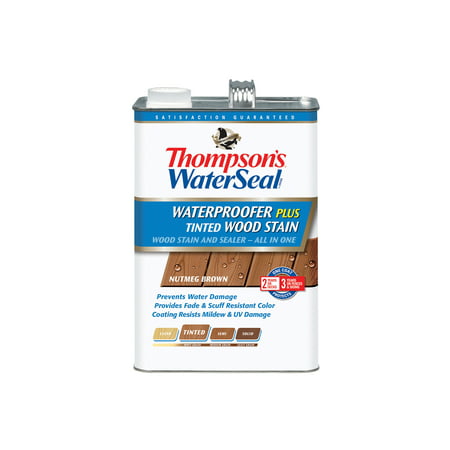 Thompson's WaterSeal Waterproofer Plus Tinted Wood Stain, Nutmeg Brown, (Best Wood Water Sealer)