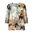thumbnail image 4 of CLOISE 3/4 Length Sleeve Womens Tops Shirts Loose Floral V Neck Pullover Casual Fall Clothes Multicolor M, 4 of 5