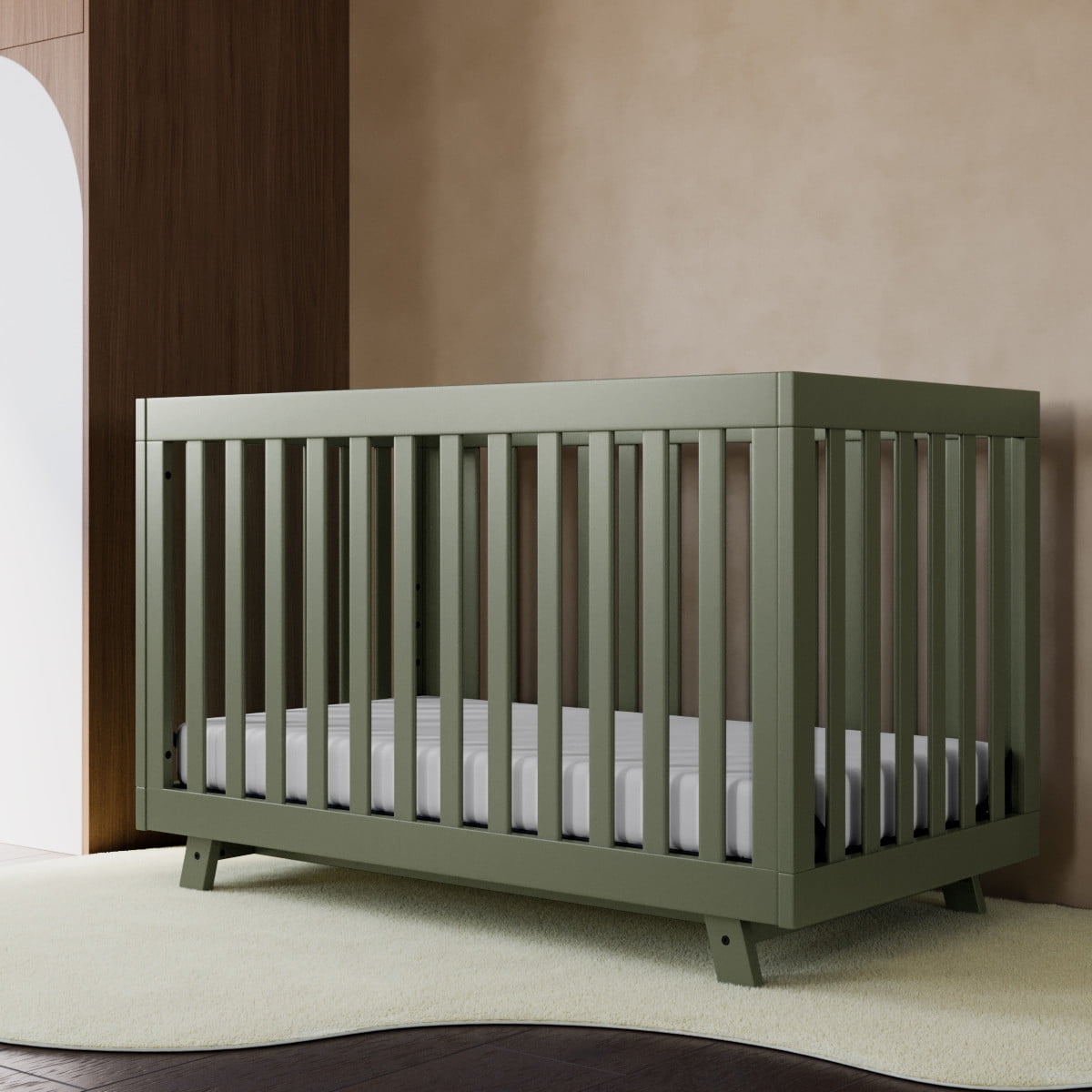 Storkcraft Beckett 3-in-1 Convertible Baby Crib, Olive