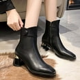 thumbnail image 7 of Fesfesfes Ankle Boots For Women Fashion Retro Boots Chunky Heel High-Heels Toe Mid Calf Boots 4(35), 7 of 7