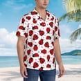 thumbnail image 3 of Honeii Ladybug And Heart Print Men’s Hawaiian Shirt,Classic Button-Down Short Sleeve Shirt, for Beach, Vacation, and Outdoor Activities,Small, 3 of 6