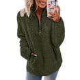 thumbnail image 2 of Womens Sweaters For Women Winter Color Pullover Zipper Wool Loose Tops With Pockets - Polyester Fabric Soft Lightweight Warm Machine Washable M Fall Sweaters For Women, 2 of 7