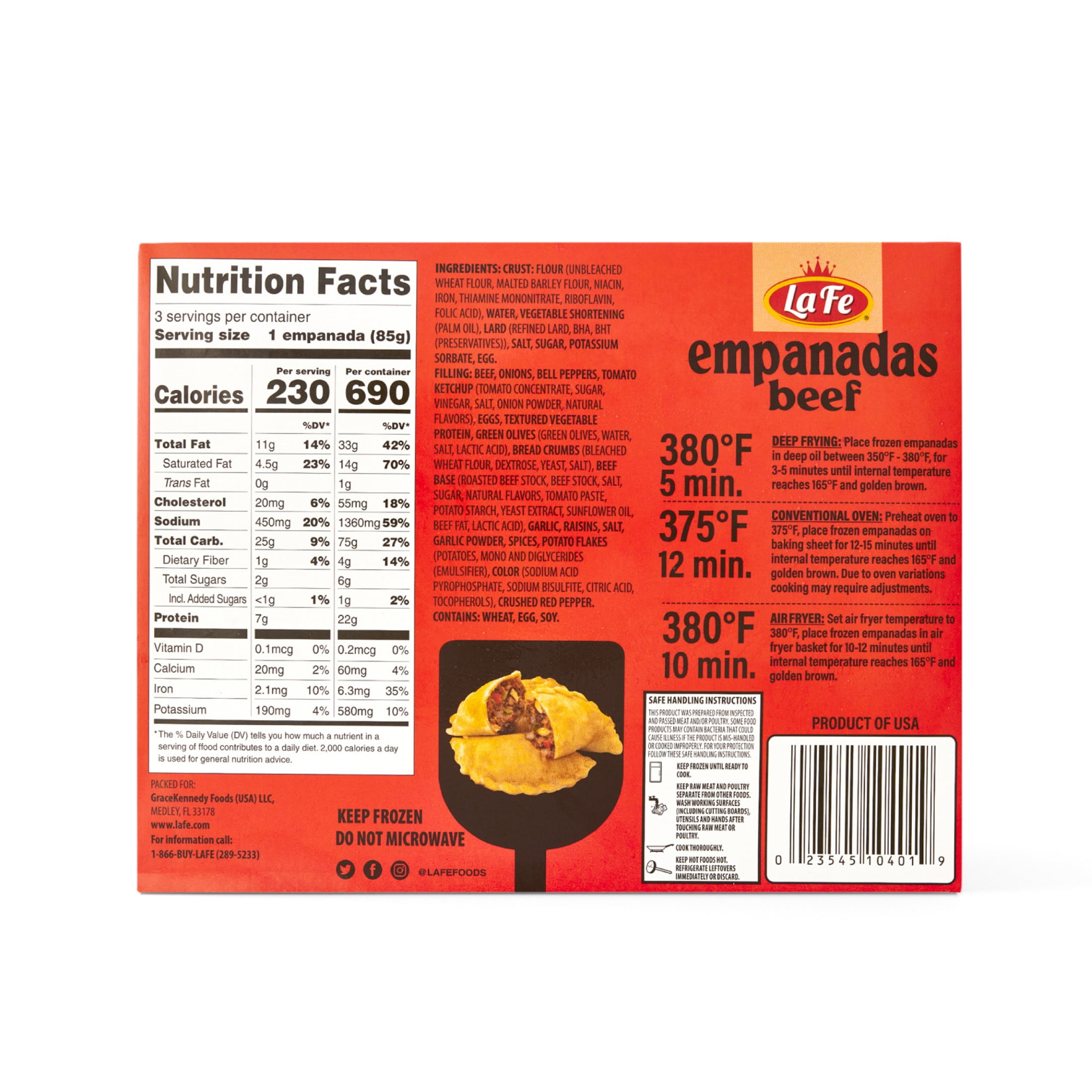 La Fe Beef Empanadas, 9 oz, 3 Count (Frozen)