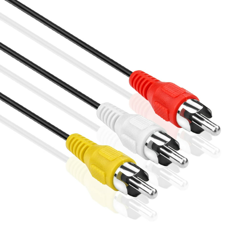 TNP 3 RCA Cable 15 ft 3rca AV RCA Composite Video + 2RCA Stereo Audio M/M Male to Male Dual Shielded RCA Connector Plug Jack Wire Cord