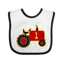 Inktastic Red Tractor 1st Birthday Boys Baby Bib