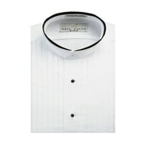 Men's Banded Collar 1/2" Pleats Tuxedo Shirt with Black Piping-2XL-32-33