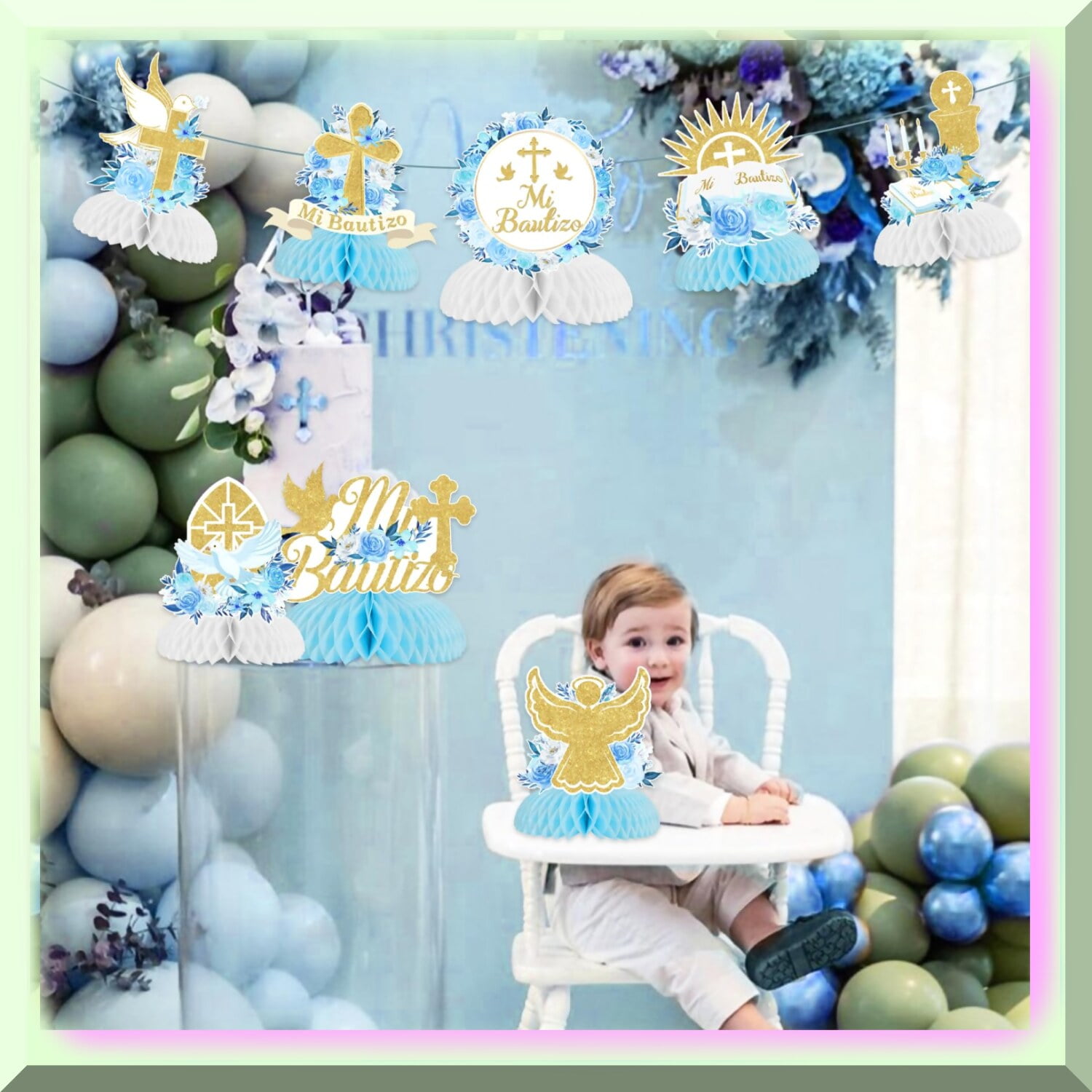 10 Ensembles God Bless Centre De Table En Nid D'abeille Baptême