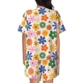 thumbnail image 3 of Rocae Groovy Daisy Flowers for Two Piece Sleepwear Pajamas Sets for Women Soft Short-Sleeved Pjs with Lounge Shorts XX-Large, 3 of 9