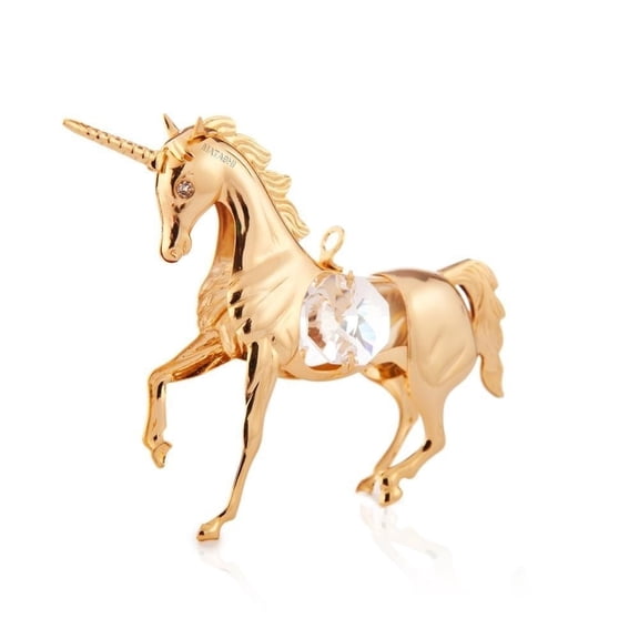 Matashi 24K Gold Plated Crystal Studded Unicorn Ornament Tabletop Home & Office Decor