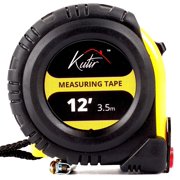 12-Ft Tape Measure with Magnetic Hooks, Fraction Markings, Steel Retractable, Both Side Ruler, Easy to Read Measuring Tape, Shock Absorbent Rubber Case