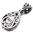 thumbnail image 4 of Teardrop Pear Amethyst Scroll Filigree 925 Sterling Silver Pendant, 1", 4 of 4