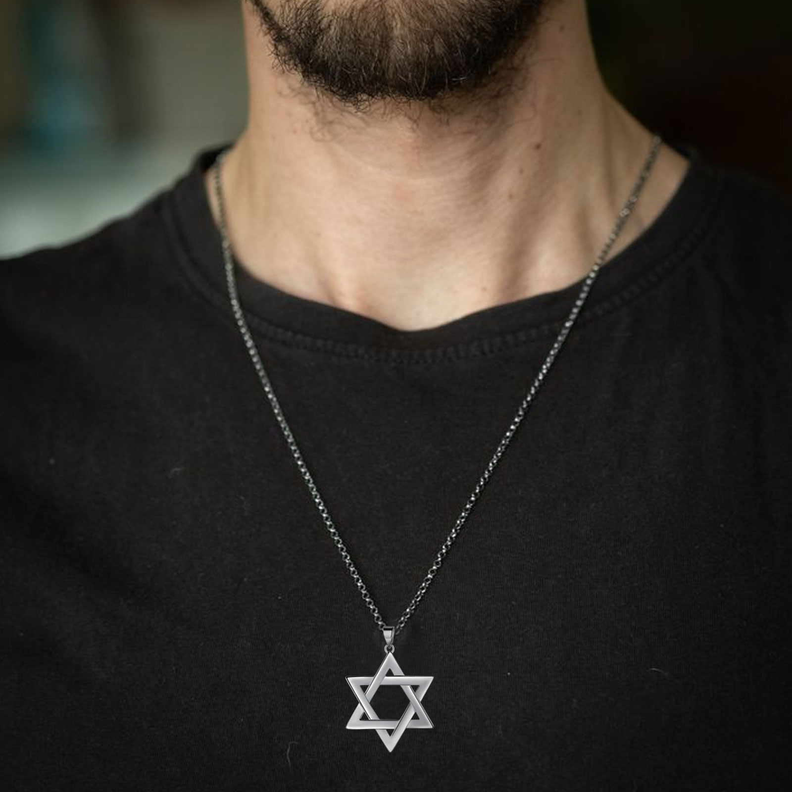 Jewmon Jewish Star of David Necklace for Women Men 925 Silver Magen David Pendnat Amulet Judaica Jewelry Fathers Day Gifts for Dad Father