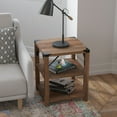thumbnail image 3 of BizChair Modern Farmhouse Wooden 3 Tier End Table with Black Metal Corner Accents and Cross Bracing, Rustic Oak, 3 of 11