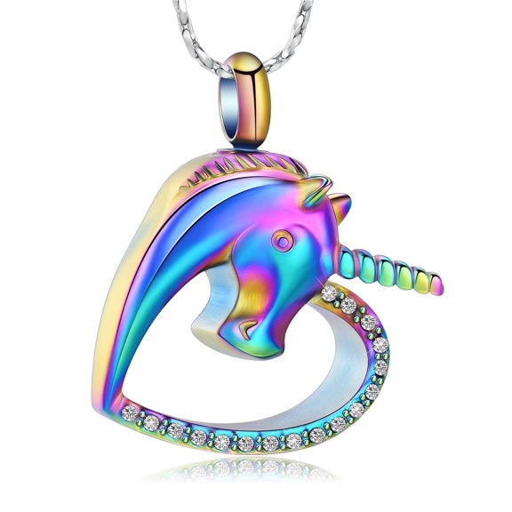 Unicorn Cremation Jewelry for Ashes for Women Keepsake Memorial Jewelry Urn Necklace Pendant for Ash Holder