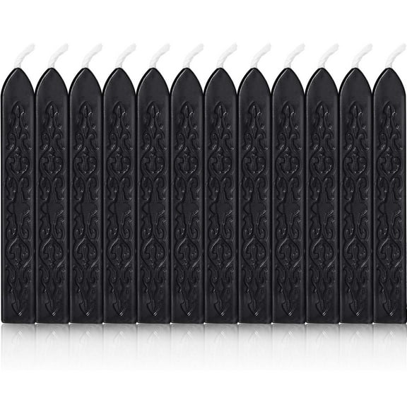 Zhuge 12 Pcs Sealing Wax Sticks, Wick-Included for Wax Seal Stamps, Wedding Invitations & Gift Wrapping, Black