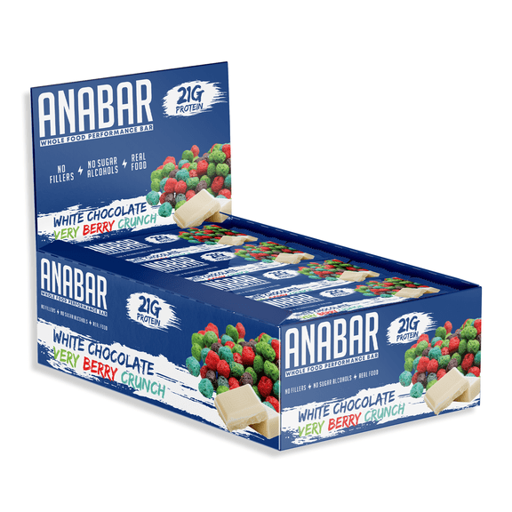 The Anabar White Chocolate Very Berry Crunch, Whole Food Performance Bars ,Protein Bar 21g, Pack of 12