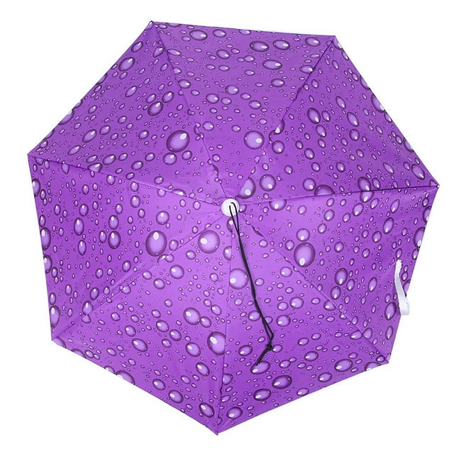 77cm Sunscreen Windproof Head Mounted Umbrella Top Folding Hat Umbrella(Raindrop Purple)